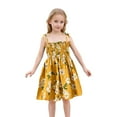 thumbnail image 1 of Gunia Hawaiian Dresses For Little Girls Sleeveless Baby Floral Print Strappy Lightweight With Adjustable Ties Casual Outfits Sundress For Holiday Beach Yellow Dress For Toddler Girls 18M-6Y, 1 of 4