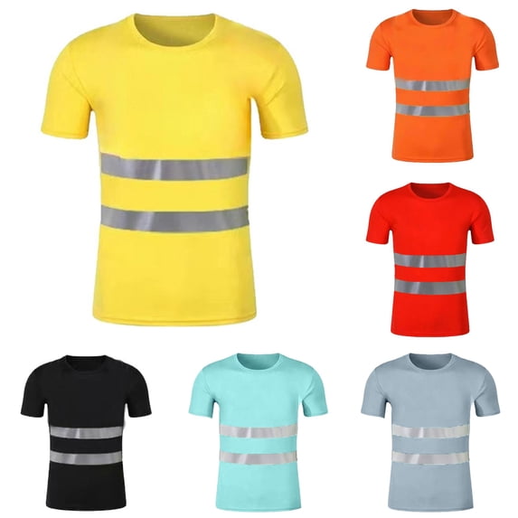 Gunia High Visibility Shirts For Men Lightweight Hi Vis Reflective Construction Work T Shirt Breathable Shirt Tops Shirts For Men Yellow 4Xl