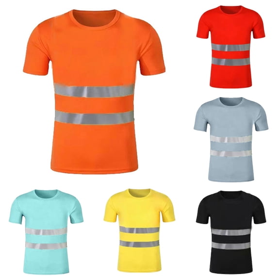 Gunia High Visibility Shirts For Men Lightweight Hi Vis Reflective Construction Work T Shirt Breathable Shirt Tops Tshirts For Men Orange 3Xl