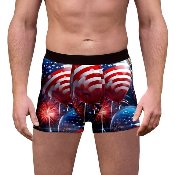 Gunia Independence Day Boxer Briefs For Men Printed Panties Shorts Mid Waist Breathable Soft Underwear Xxxl