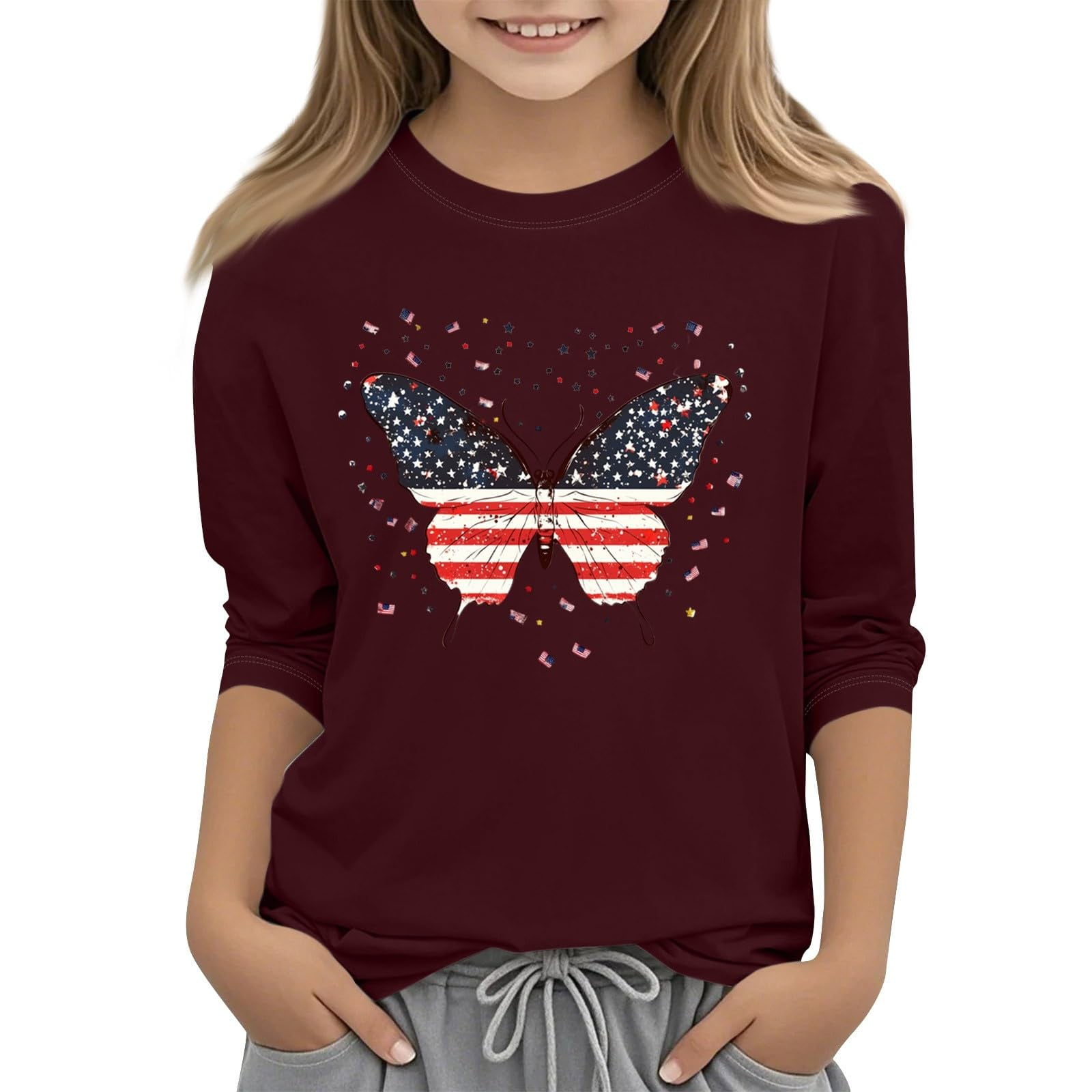 Women's Christmas Believe Graphic Tee - 3/4 Raglan Sleeve, Casual Letter Print Top, Cotton Blend - View #5