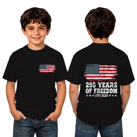 Gunia Kids 250Th Anniversary USA Shirt Boy Girl Independence Day Patriotic Print Short Sleeve Tee Shirt Casual Summer Tunic Toddler Tops 4Th Of July Tshirts 1-13 Years