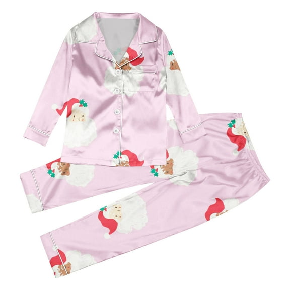 Gunia Kids Boys Girls Christmas Pajamas Children Xmas Print Long Sleeve Casual Trousers Cardigan Children Pyjamas Two Sets Pjs Sleepwear Pink 11-12 Years