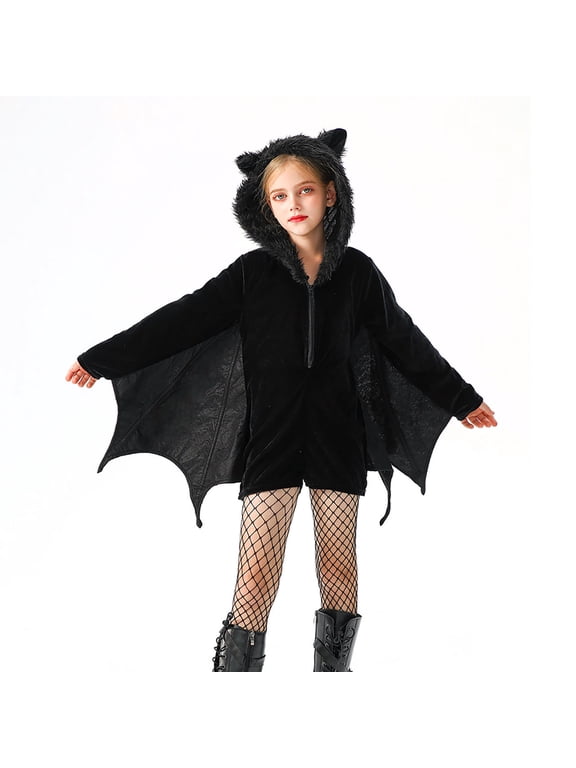 Gunia Kids Boys Girls Halloween Bat Outfit Kids Funny Party Role Play Clothes Outfits Black M