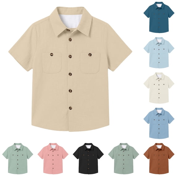 Gunia Kids Boys T Shirts Casual Long Sleeve Shirt Soft Blend Tee With Comfort Fit Daily Play And School Tops Khaki 7-8 Years