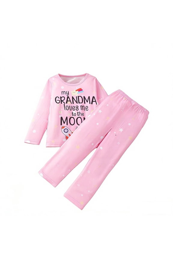 Kids Girl Spring Summer Outfit Casual Letter Print Long Sleeve Top Pants Playwear Two Piece Breathable Clothes Set Cute Outfits For Girls 3-7Y