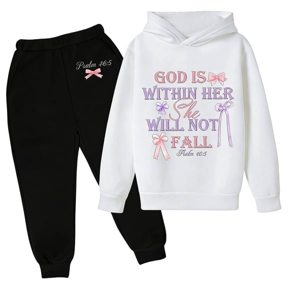 Gunia Kids Girls Athletic Sweatsuit 2 Piece Stylish Kids Letter Print Hoodie Jogger Long Sleeve Casual Boys Breathable Clothes Set Cute Outfits For Girls 3-14 Years