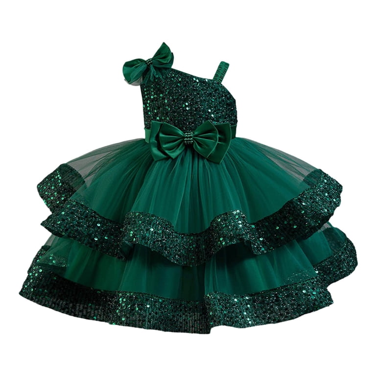 dress green kid Princess Dark green Ball Gown Baby Flower Girl Dress ,Kids Party Dress Siaoryne