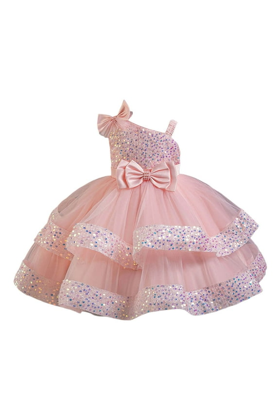 Kids Girls' Dresses Mesh Stylish Princess Sundress Pink Cotton 4-5 Years