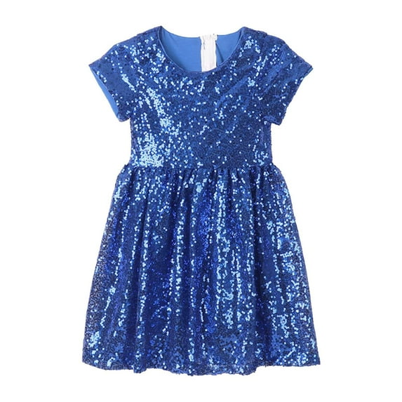 Gunia Kids Girls' Dresses Sequin Party Bridesmaid Gown Sundress Blue Pretty 5 Y