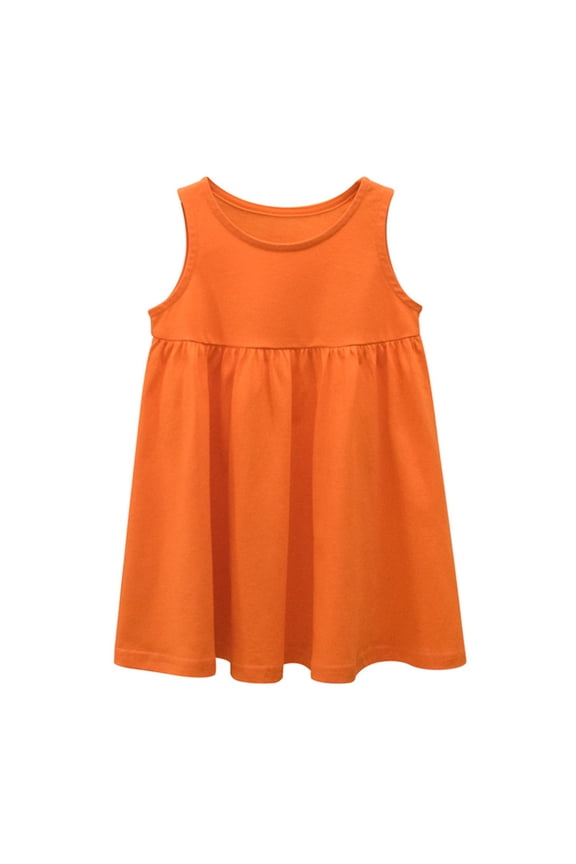 Kids Girls' Dresses Sleeveless A Line Twirly Skater School Party Princess Orange Cotton 18-24 Months Sundress Dailywear