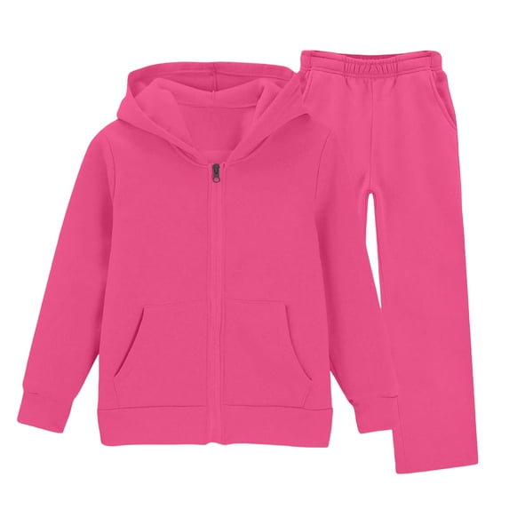 Gunia Kids Girls Fleece Hoodie And Joggers Zip Up Athletic Outfits Set Oversized Tracksuits Sweatsuit Teen Fall Winter Clothes,Size 5-14 Years