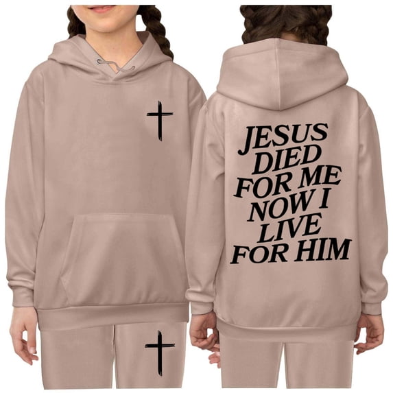 Gunia Kids Girls Jesus Tracksuits Fleece 2 Piece Athletic Outfits Set Oversized Hoodie And Sweatpants Fall Winter Clothes,Size 1-9