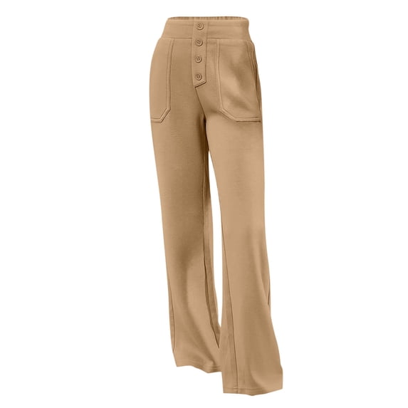 Gunia Kids Girls Khaki Dress Pants Solid Color Elastic Waist Flare Leg Trousers Lightwight Comfort Fit Youth Kids School Casual Uniform Pants Size 13-14 Years