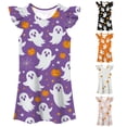 thumbnail image 1 of Gunia Kids Girls Nightgown Princess Pajamas Halloween Ghost Flutter Sleeve Nightgown Summer Casual Halloween Print Dress Night Gowns Pjs Loungewear Purple 9-10 Years, 1 of 4