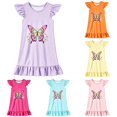 thumbnail image 1 of Gunia Kids Girls Nightgowns Pjs For Girls Playful Nightdress Cute Butterfly Print Flutter Sleeves Cozy Cute Night Gowns Sleepwear Light Purple 9-10 Years, 1 of 3