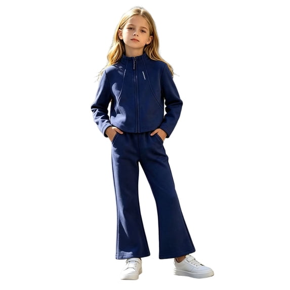 Gunia Kids Girls Sweatshirt And Joggers Zip Up 2 Piece Athletic Outfits Set Tracksuits Sweatsuit Tween Fall Winter Clothes,Size 2-12 Years