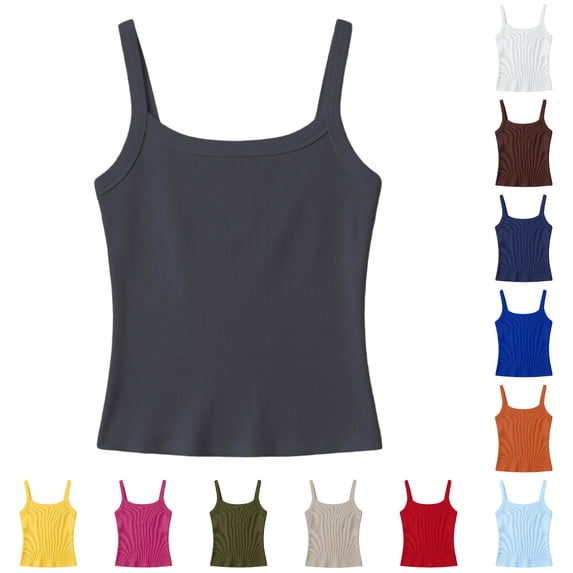 Gunia Kids Girls Tank Top Ribbed Stretch Sleeveless Tank Top Casual Basic Slim Fit Tee Shirt For Toddler Youth Girls T Shirts Grey 8-9 Years