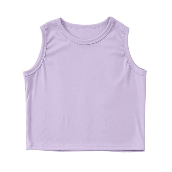 Gunia Kids Girls Tank Tops Solid Color Casual Soft Sleeveless Basic Crop Tops Gym Yoga Sports Undershirts For Gymnastics Ballet Dancewear Light Purple