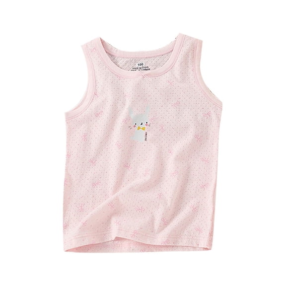 Gunia Kids Girls Tank Tops Solid Color Casual Soft Sleeveless Basic Tee 1-13 Years Pink