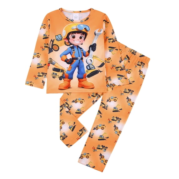 Gunia Kids Pajamas Boys Digital Camo Dinosaur Print Pajama Long Sleeve Night Glow Jumpsuit Sleepwear Orange 2-3 Years