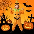 thumbnail image 1 of Gunia Kids Pumpkin Hooded Onesie For Boys Girls Flannel Pajamas Jumpsuit Pjs Sleepwear Cosplay Halloween Role Play Dress Up Outfits Holiday Party Wear,Orange, 1 of 6
