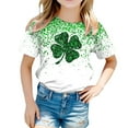 thumbnail image 1 of Gunia Kids T-Shirt For Boys Girls Green Four Leaf Clover Children Printed Crewneck Short Sleeved Lucky Shirts Top Tee Size 3-4 Years, 1 of 4