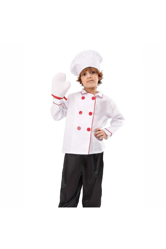 Kids Toddler Baby Boy Outfits Chef Role Play Baking Girls Pretend Play Dress Up Clothes Set 4-5 Years
