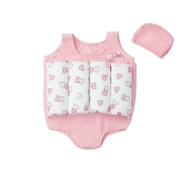 Gunia Kids Toddler Boy Girl Bathing Suit With Buoyancy Aid Beach Pool Summer Water Play Swimwear Pink 2-3 Years