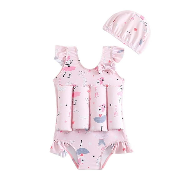 Gunia Kids Toddler Boys Girls Swimwear Buoyancy Swimsuit Children Learn Swimming Training Suit 4-8Y Swim Vest Pink 6-7 Years