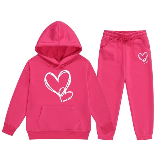 Gunia Kids Tween Girls Graphic Hoodie And Sweatpants 2 Piece Athletic Outfits Set Oversized Tracksuit Teen Fall Winter Clothes,Size 2-13 Years