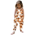 thumbnail image 1 of Gunia Little Girls Halloween Outfit Toddler Pumpkin Print Jumpsuit Sleeveless Romper Clothes Outfits Yellow 5-6 Years, 1 of 5