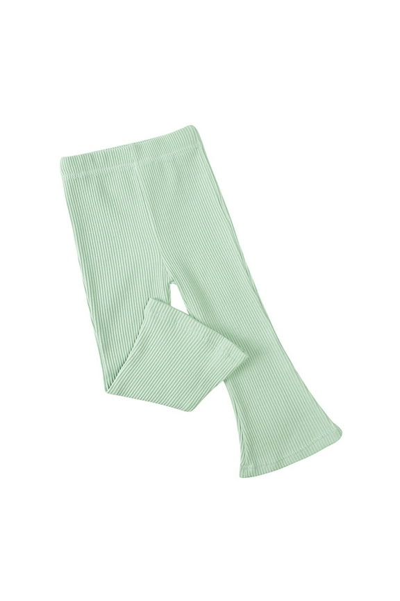 Little Girls Leggings Kids Ribbed Flared Pants Ruffle Bottoms 12M-11Y
