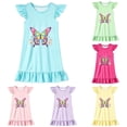 thumbnail image 1 of Gunia Little Girls Nightgown Princess Pajamas Playful Nightdress Cute Butterfly Print Flutter Sleeves Cozy Cute Night Gowns Pjs Loungewear Light Blue 6-7 Years, 1 of 3
