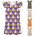 thumbnail image 1 of Gunia Little Girls Nightgowns Pjs For Girls Halloween Pumpkin Ghost Flutter Sleeve Summer Casual Cartoon Print Dress Night Gowns Sleepwear Purple 7-8 Years, 1 of 3