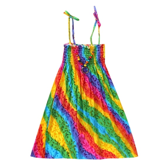 Gunia Little Girls Summer Dress Sleeveless Vestidos Kids Floral Clothes Baby Bohemian Straps Skirt Sundress For Holiday Beach Sky Blue Dress For Toddler Girls 18M-8Y
