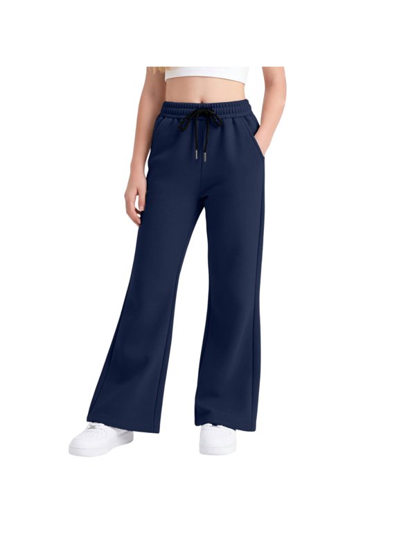 Little Girls Sweatpants Joggers School Pants Flared Uniformss Pants Preppy Clothes Athletic Pants Navy 7-8 Years