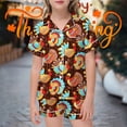 thumbnail image 1 of Gunia Little Girls Thanksgiving Pajamas Silk Satin Turkey Short Sleeve Button Down Top And Shorts 2 Piece Fall Pjs Loungewear, 1 of 3