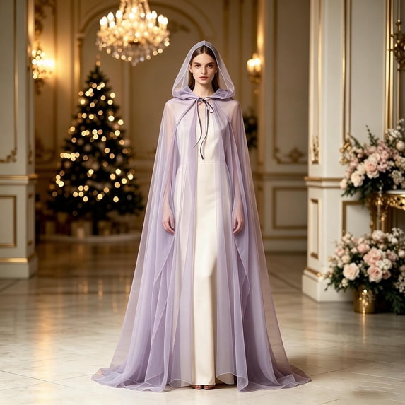 Gunia Hooded Cloak For Adult Elegant Long Cape Cosplay Halloween Role Play Dress Up Outfits Stage Performance Holiday Party Wear,Purple
