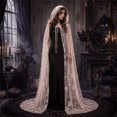 thumbnail image 1 of Gunia Hooded Cloak For Women Adult Lace Cape Cosplay Halloween Role Play Dress Up Outfits Stage Performance Holiday Party Wear,Khaki, 1 of 4