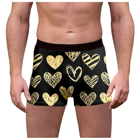 Gunia Men Valentine's Day Underwear Love Heart Print Funny Novelty Cool Breathable Shorts Comfortable Breathable for Anniversary Valentines S-Xxxl Mens Underpants
