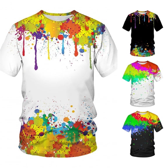 Gunia Mens Big And Tall Shirts 3D Graphic Novelty Printed Short Sleeve T Shirts Casual Graphics Tees Tops Shirts For Men Yellow 3Xl
