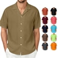 thumbnail image 1 of Gunia Mens Linen Shirts Short Sleeve Casual Lightweight Breathable Comfort Tops Mens T Shirt Khaki M, 1 of 9