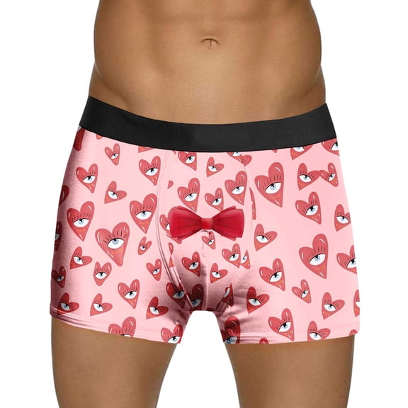 Gunia Mens Underwear Boxer Briefs Printed Style Red Special Rose Shorts Mid Waist Soft Leisure S-Xxxl