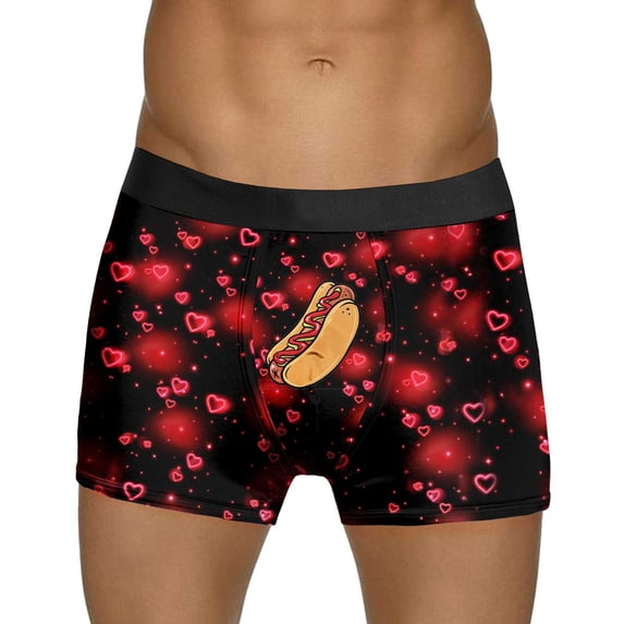 Gunia Mens Underwear Briefs Valentines Day Printed Style Red Special Rose Shorts Mid Waist Breathable Cosy S-Xxxl