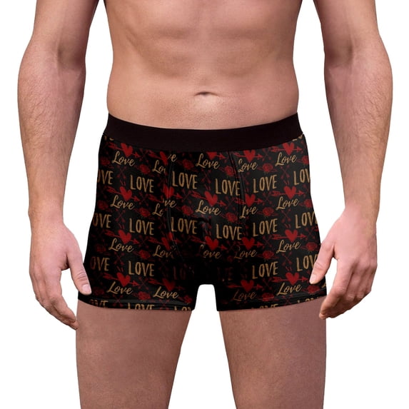 Gunia Mens Valentine's Day Boxer Briefs Love Heart Print Funny Novelty Cool Breathable Shorts Comfortable Breathable for Anniversary Valentines S-Xxxl Men's Underwear