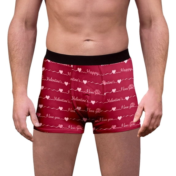 Gunia Mens Valentine's Day Boxers Briefs Love Heart Print Funny Novelty Cool Breathable Shorts Comfortable Breathable for Anniversary Valentines S-Xxxl Men Underwear