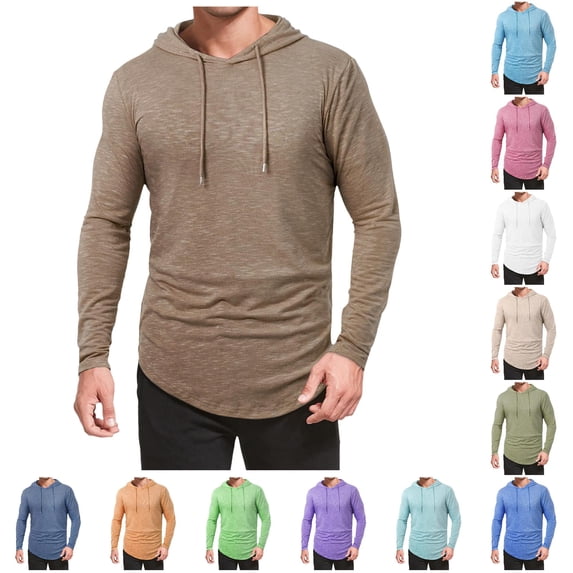Gunia Mens Workout Gym Bamboo Shirts Athletic Hooded Shirts Long Sleeve Sport Hoodie Casual Pullover Top Tees For Running Athletic Sport Tshirts For Men Coffee 2Xl