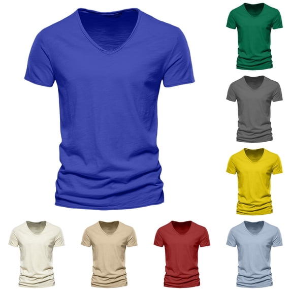Gunia Mens Workout Gym Bamboo Shirts Casual V Neck T Shirts Loose Fit Comfortable Stretchy Summer Tees For Running Athletic Sport Tops Men'S T-Shirts Blue L