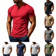 thumbnail image 1 of Gunia Mens Workout Gym Shirts Men'S Summer Mesh Button Down Casual Stylish Breathable Solid Color Short Sleeved T Shirt Tees For Running Athletic Sport Tops Tshirts For Men Red Xl, 1 of 7